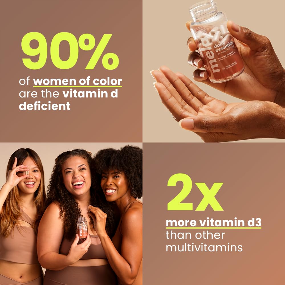 Detalles de las multivitaminas Mela para mujeres melanadas.