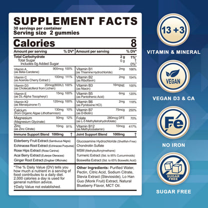 Detalles nutricionales gomitas multivitaminas sin azúcar