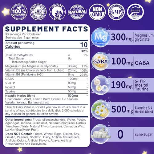 Detalles nutricionales de las gomitas Nextdia