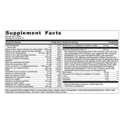 Detalles nutricionales de Metagenics PhytoMulti