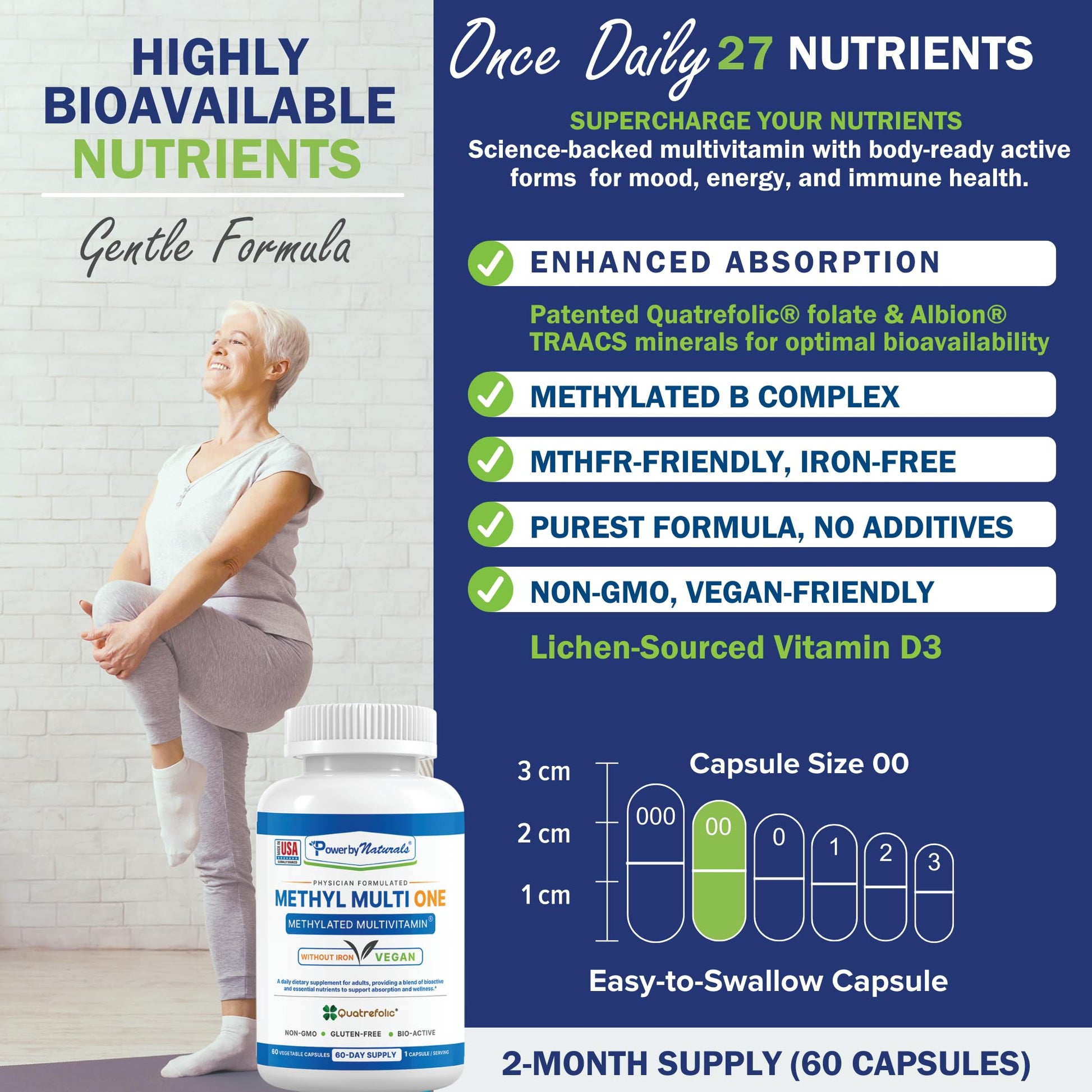 Detalles de nutrientes de Power By Naturals multivitamina