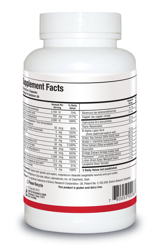 Detalles de suplemento VasculoSirt con CoQ10 y resveratrol