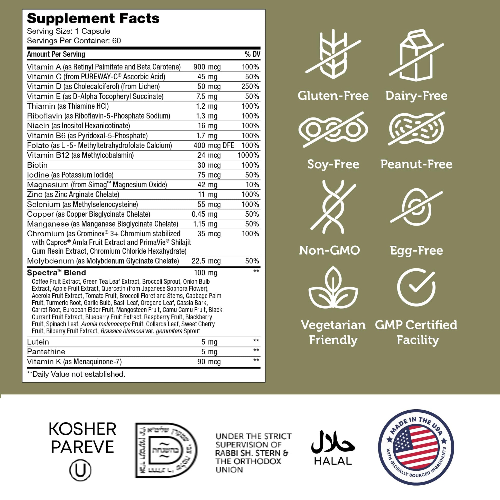 Detalles de suplementos en Zahler Multivitamin 50+