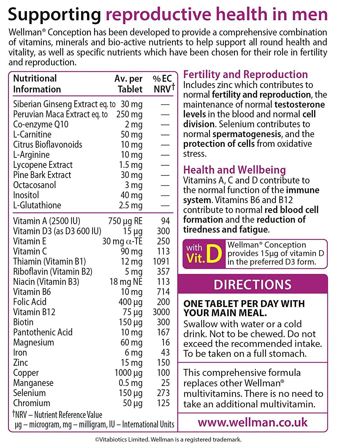 Detalles de Vitabiotics Wellman