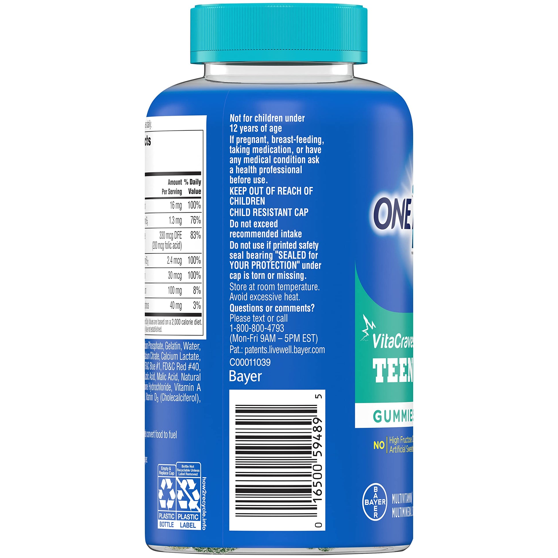 Detalles de vitaminas y minerales en gomitas One A Day