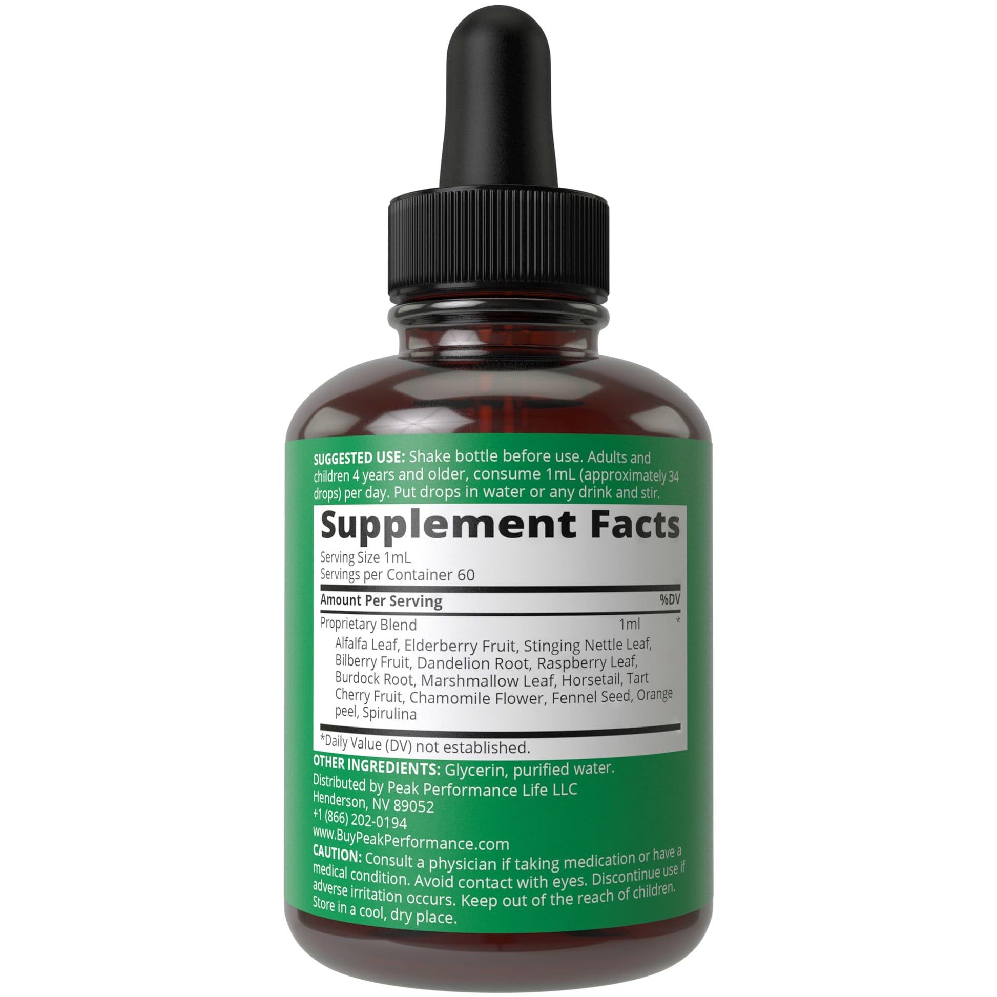 Detras botella vitaminas infantiles herbales sin sabor amargo Peak Performance