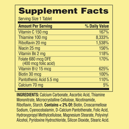 Detrás del frasco vitamina B Spring Valley 500 tabletas