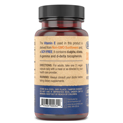 DEVA suplemento antioxidante vitamina E vegana alta potencia