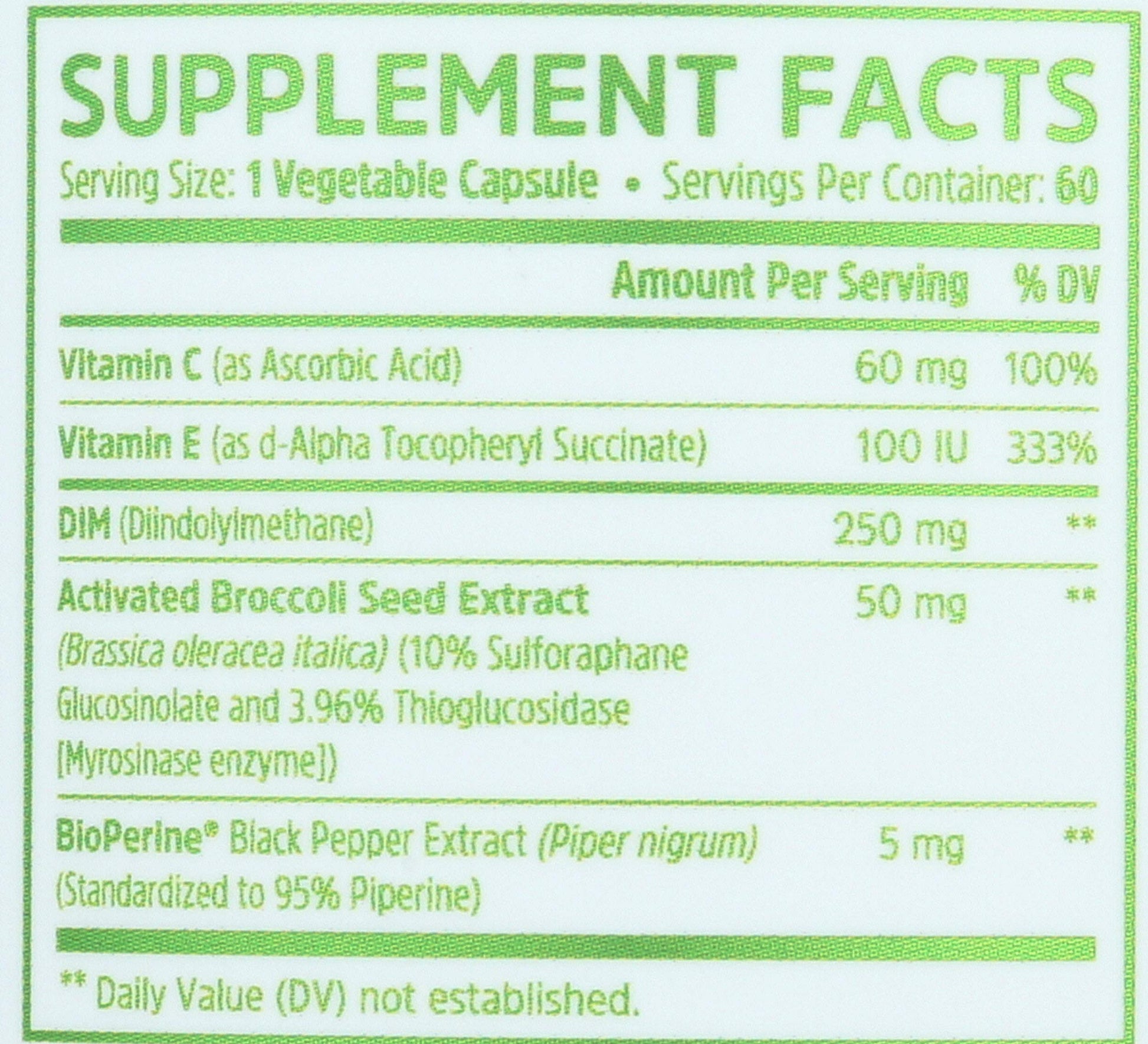 Etiqueta de hechos suplementarios de Dim Active ZHOU NUTRITION