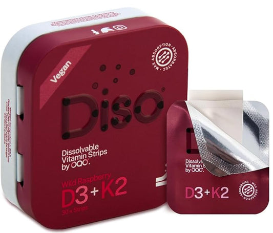 Tiras orales dissolubles DISO D3+K2 sabor frambuesa
