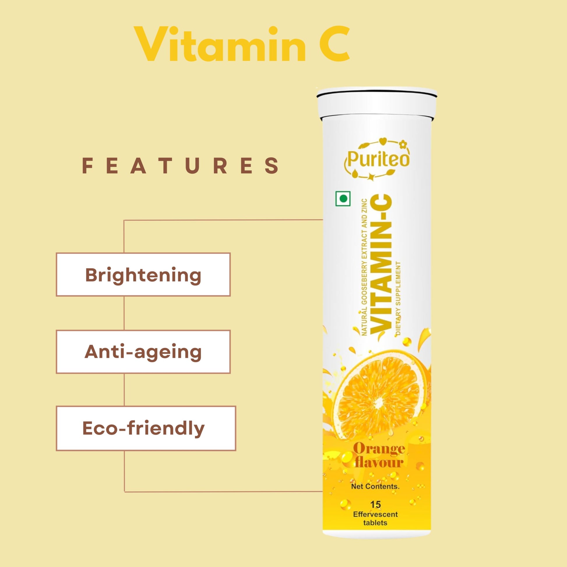 Disolución tableta efervescente PURITEO vitamina C
