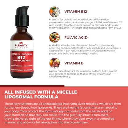 Dispensador con bomba para vitamina b12 líquida Purality Health
