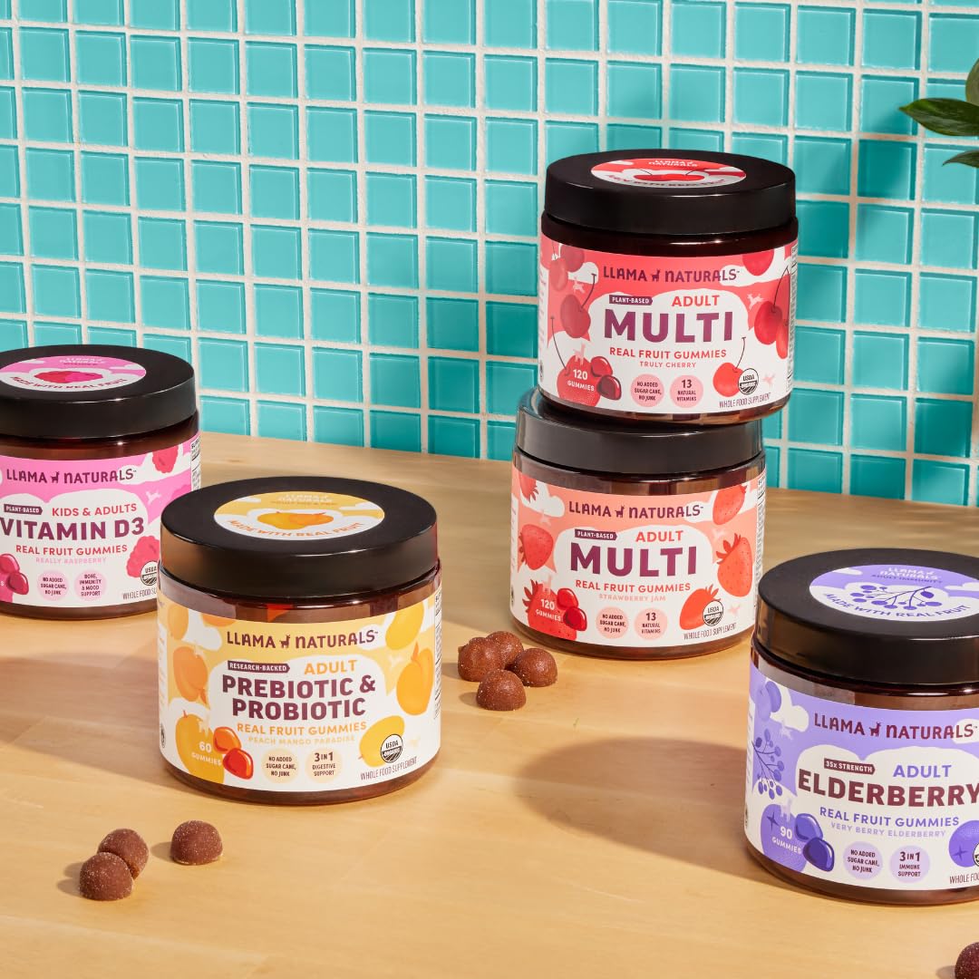 Diversos multivitamínicos Llama Naturals en la cocina