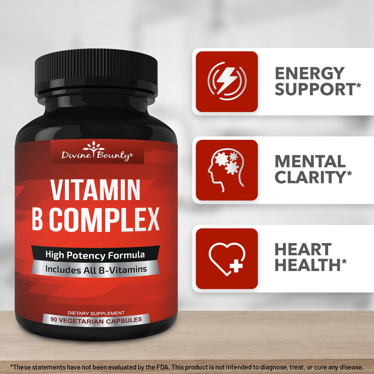 Divine Bounty frasco y caja complejo b vitaminas