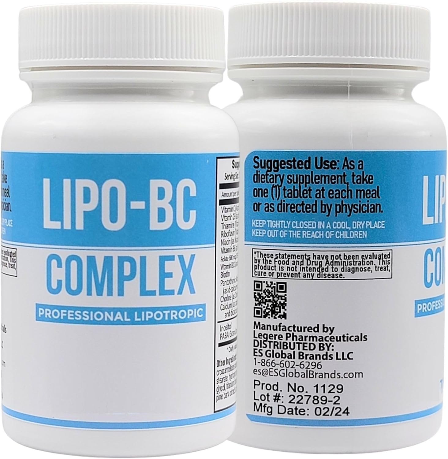 Doble vista frascos Lipo BC Complejo.