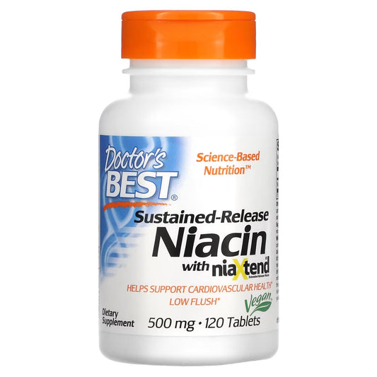 Doctors Best Niacina 120 tabletas liberación prolongada con salud cardíaca
