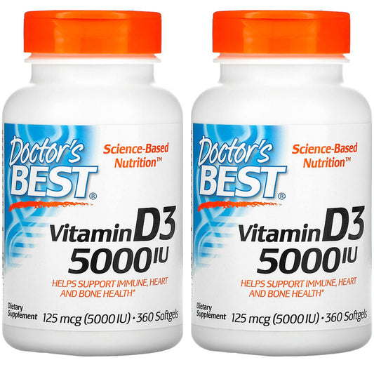 Doctor's Best vitamina D3 5000 IU frascos paquete doble