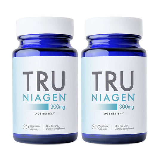 Dos frascos Tru Niagen suplemento NAD+ 300mg 60 dosis cada uno