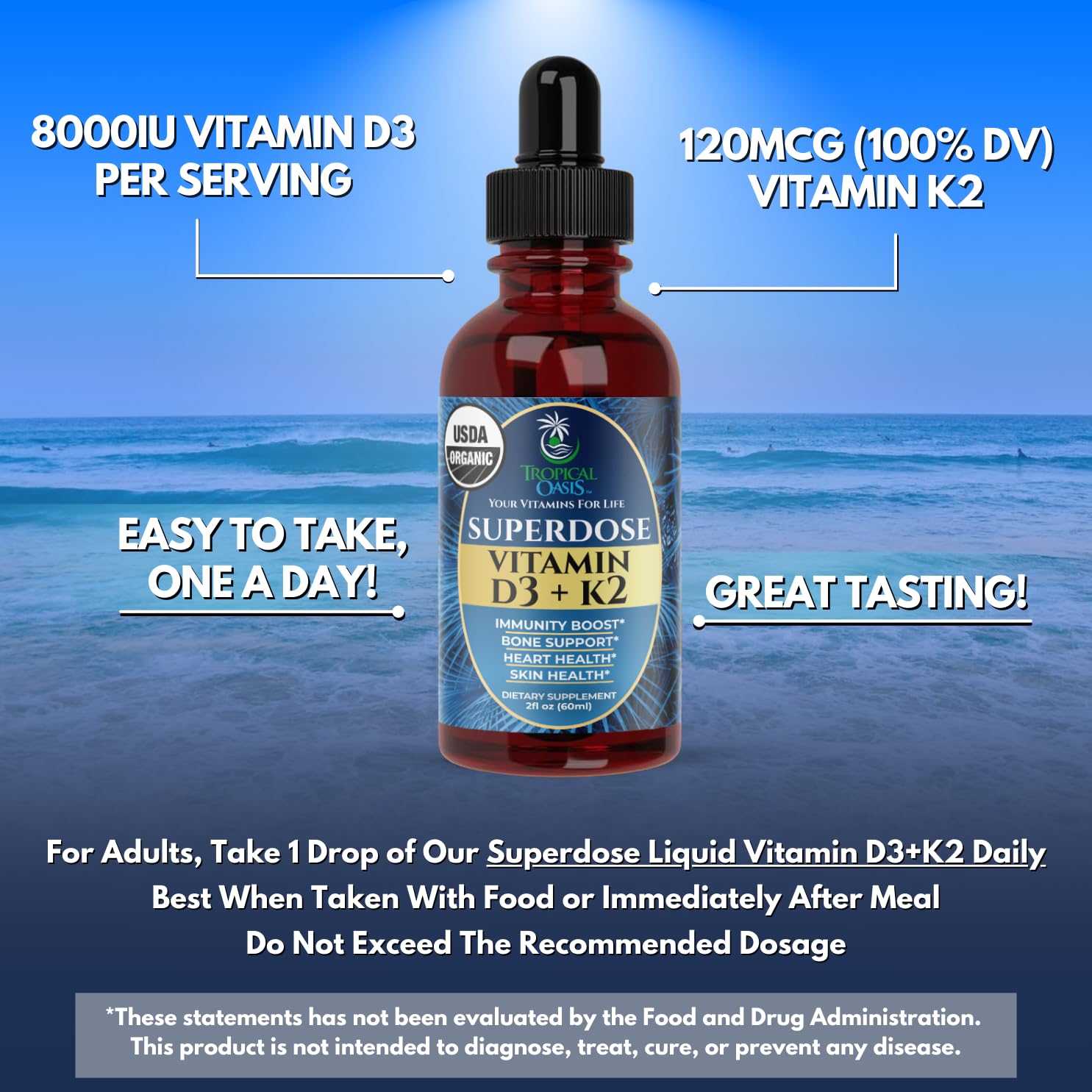 Dosificador gotas vitamina d3 k2 Tropical Oasis sin OGM
