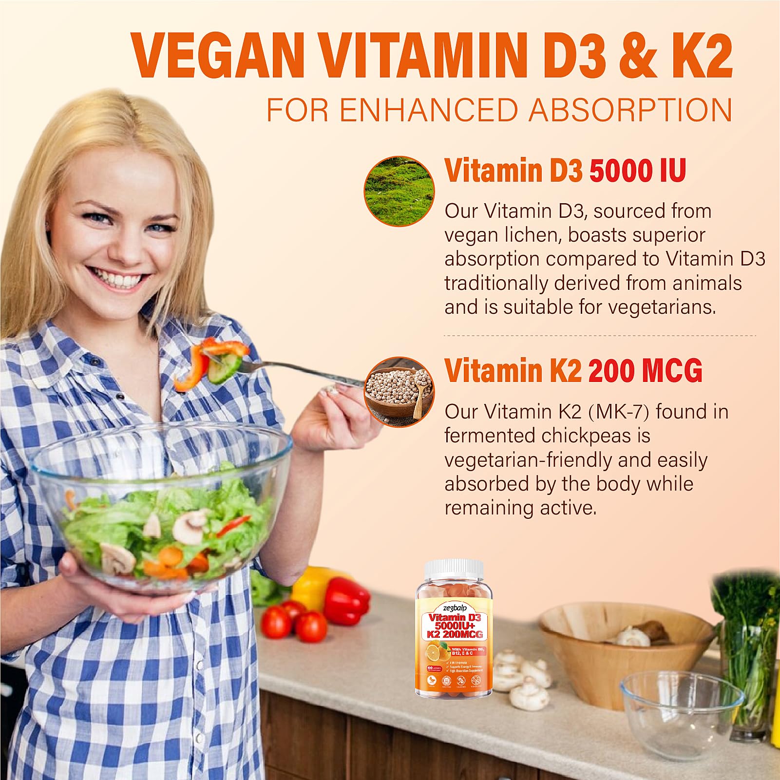 Dosis diaria recomendada de gomitas vitamina D3 K2 5000IU