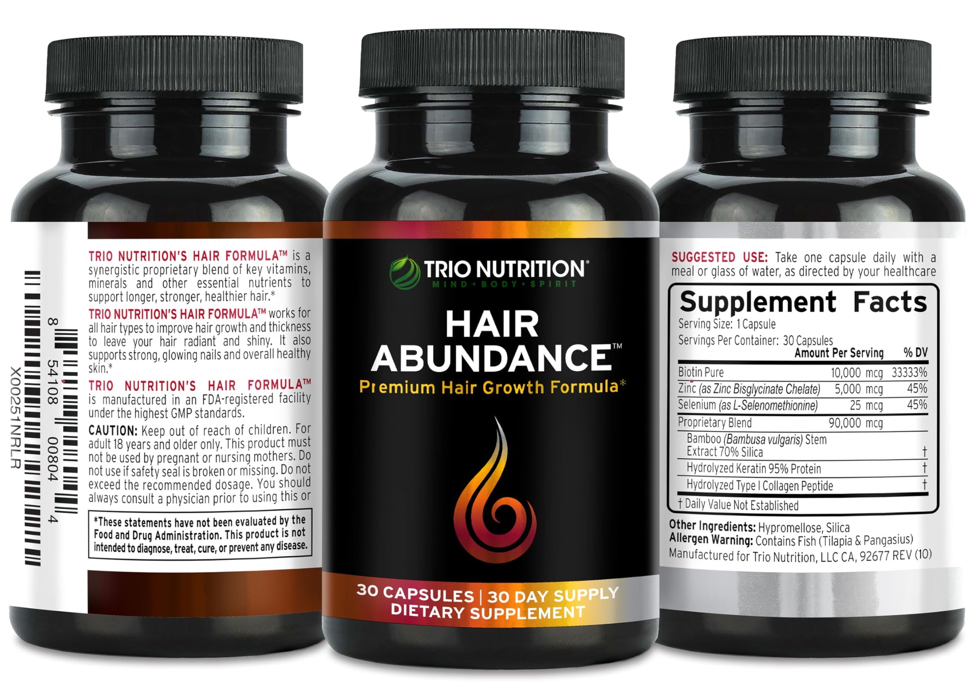 Dosis diaria TRIO NUTRITION Hair Abundance cápsulas vegetales