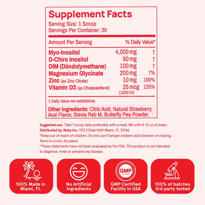 Dosis de polvo Peach Perfect inositol y otros nutrientes