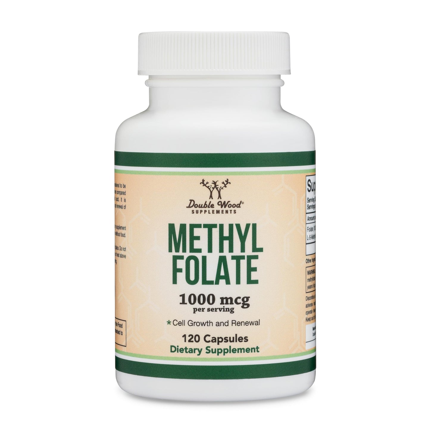 Double Wood metilfolato cápsulas sin gluten sin GMO