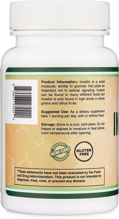 Double Wood suplemento de inositol cápsulas vegetales vista superior