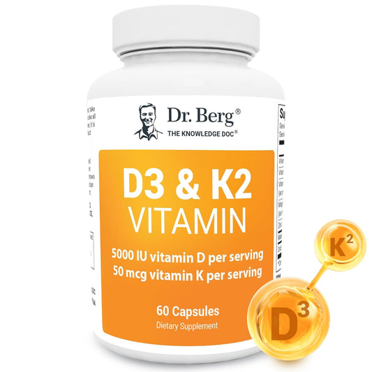 Dr. Berg suplemento vitamina D3 K2 5000 IU frasco 60 cápsulas