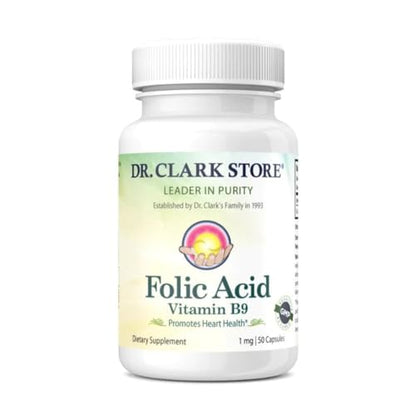 Dr Clark Ácido Fólico 1mg paquete frontal 50 cápsulas