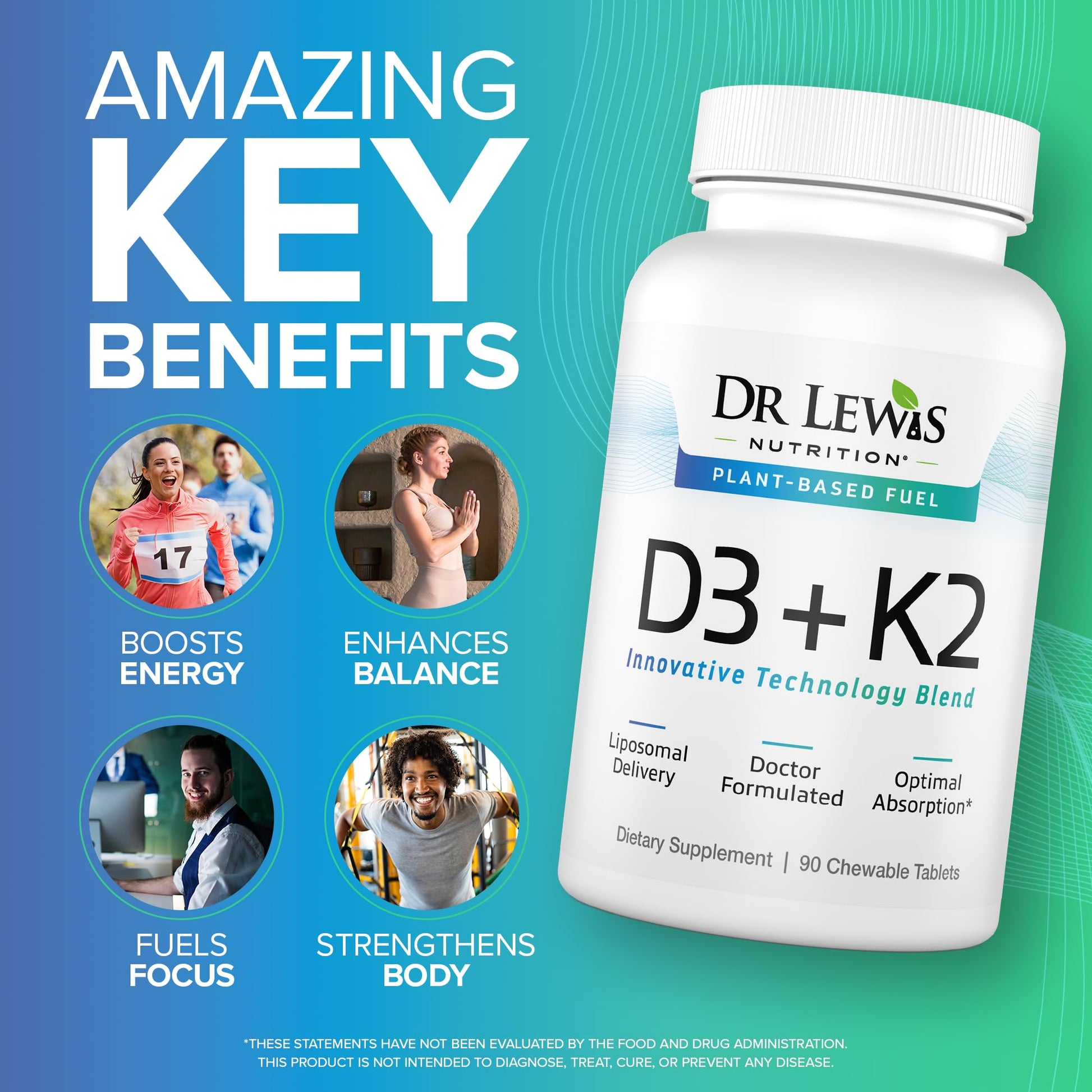 Dr Lewis ingredientes puros vitamina d3 k2 y magnesio 90 tabletas