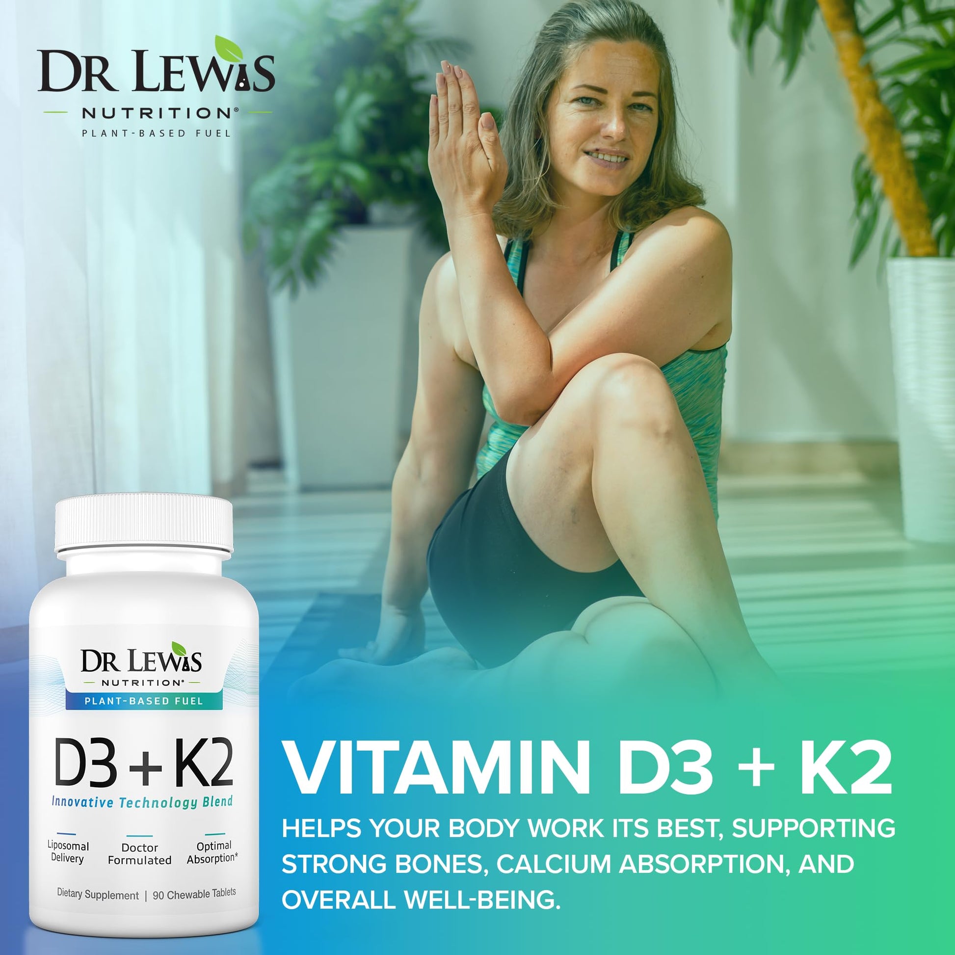 Dr Lewis tableta masticable vitamina d3 k2 para bienestar inmune