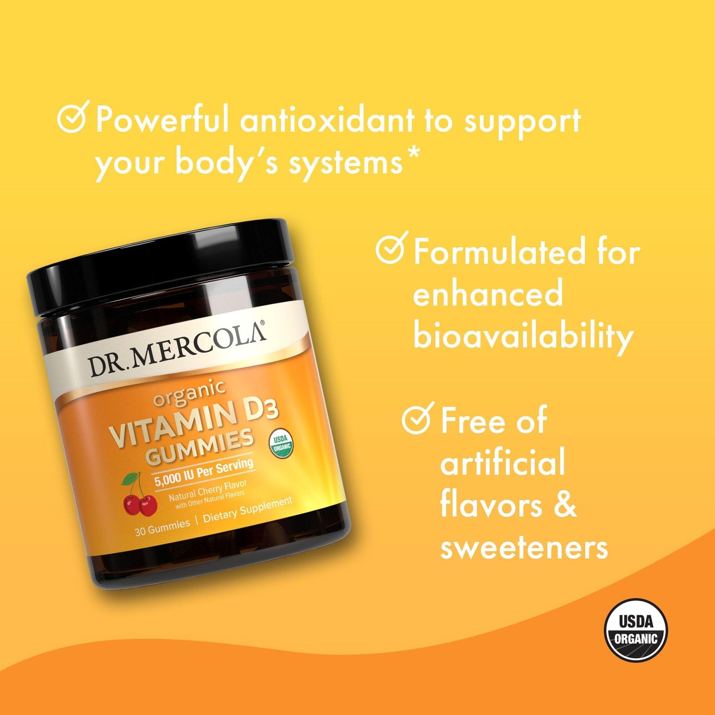 Dr Mercola gomitas natural sabor cereza vitamina D3 5000 UI