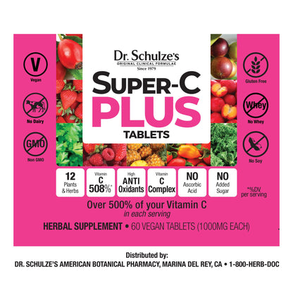 Dr. Schulze's Super-C Plus suplemento vitamina C fórmula herbal