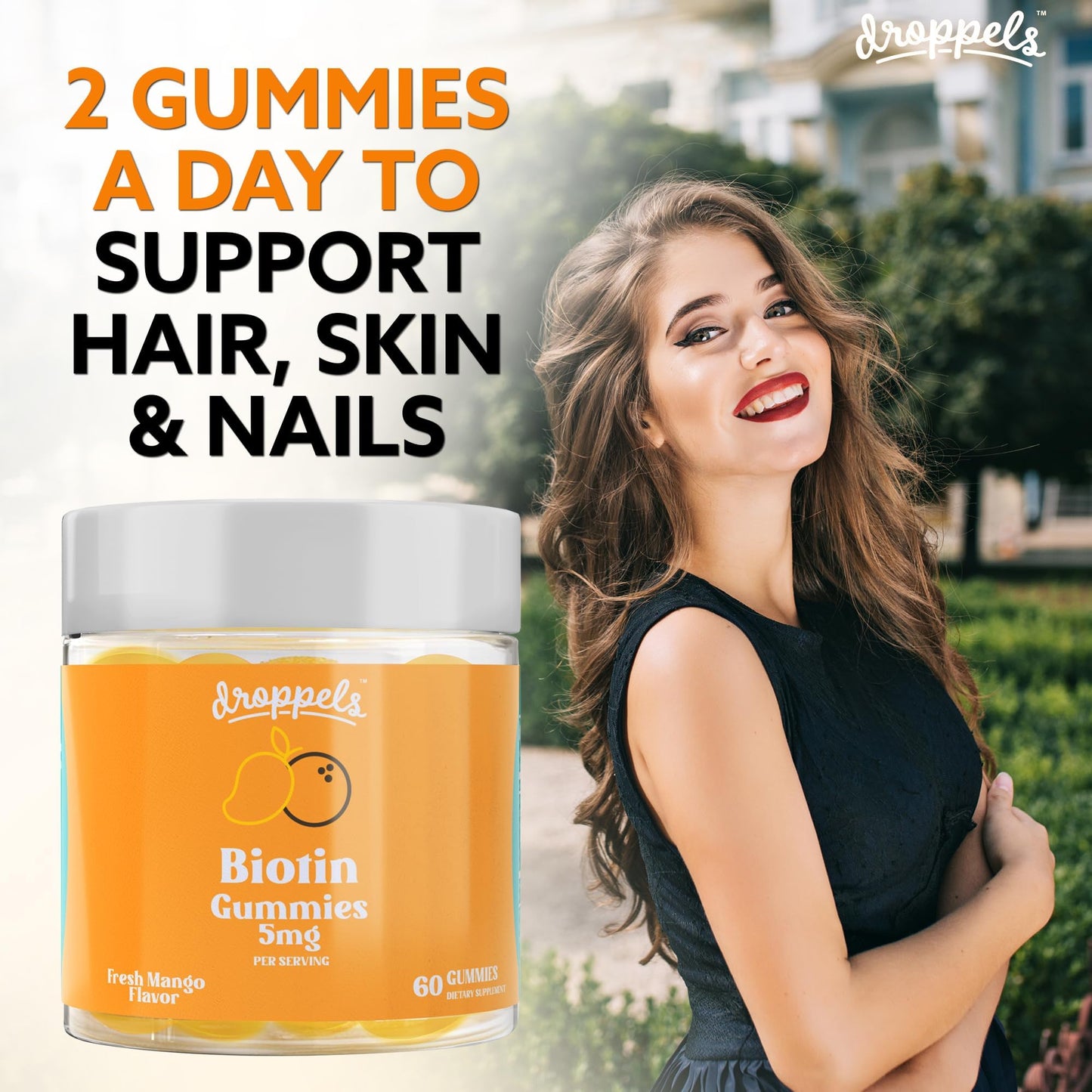 Etiqueta suplemento biotina gomitas Droppels
