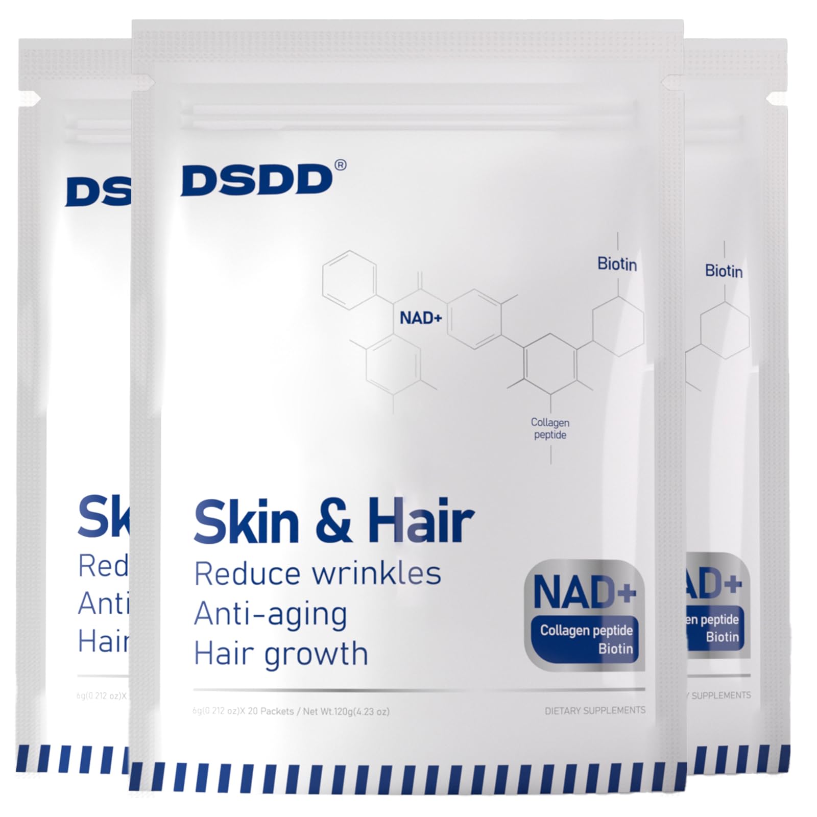 Frasco de suplemento DSDD Biotina para cabello y piel saludables