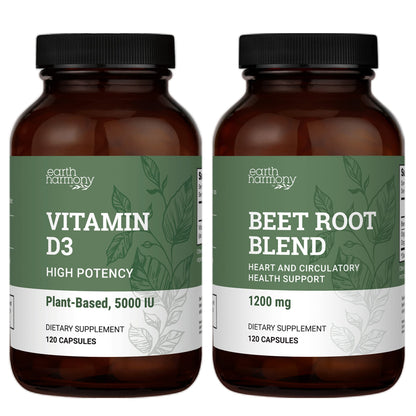 Earth Harmony cápsulas vitamina D3 y polvo de remolacha vegano