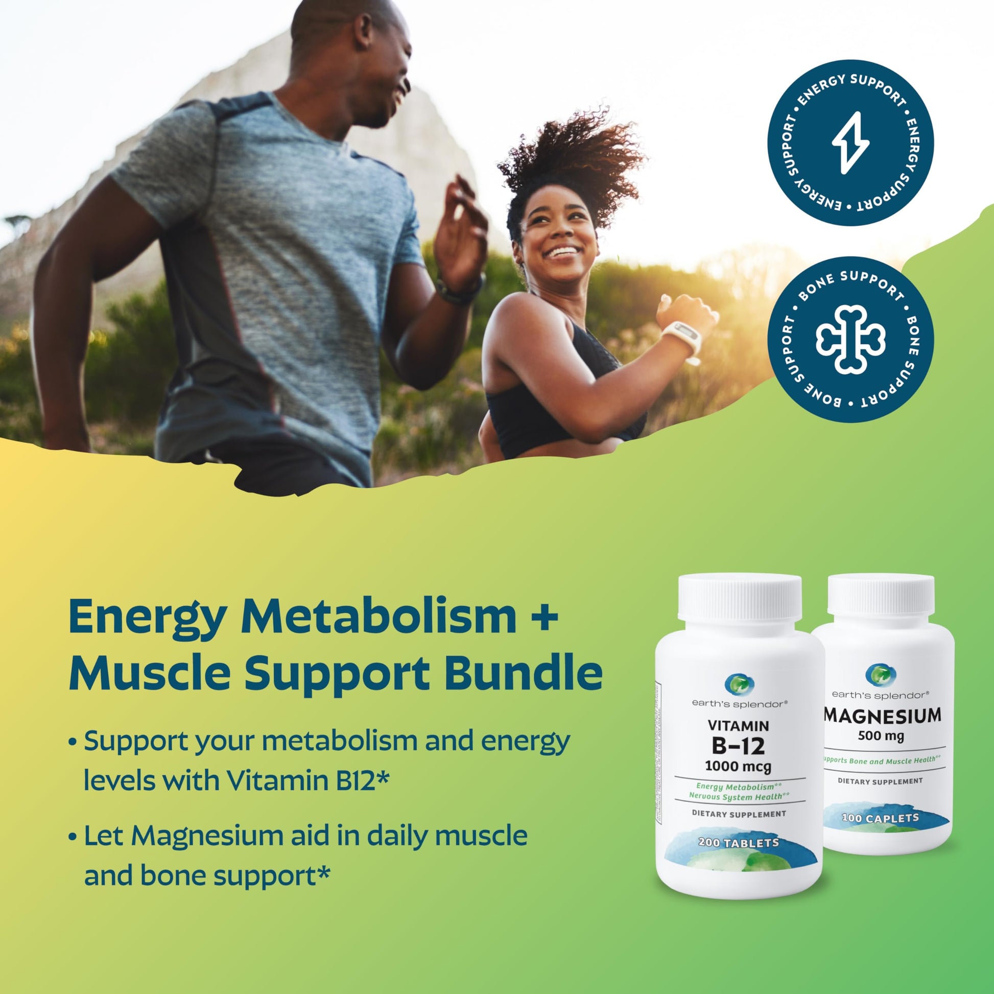 Earth's Splendor magnesio 500mg para salud muscular y relajación