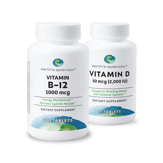 Earth's Splendor vitaminas B12 y D para energía y huesos