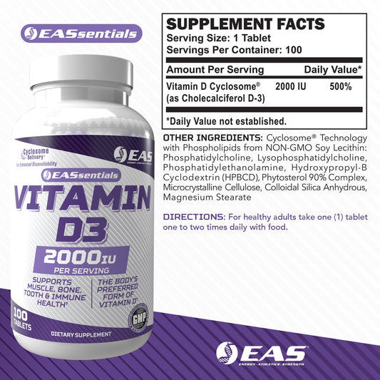 EAS suplemento Vitamina D3 2000 UI tabletas presentación