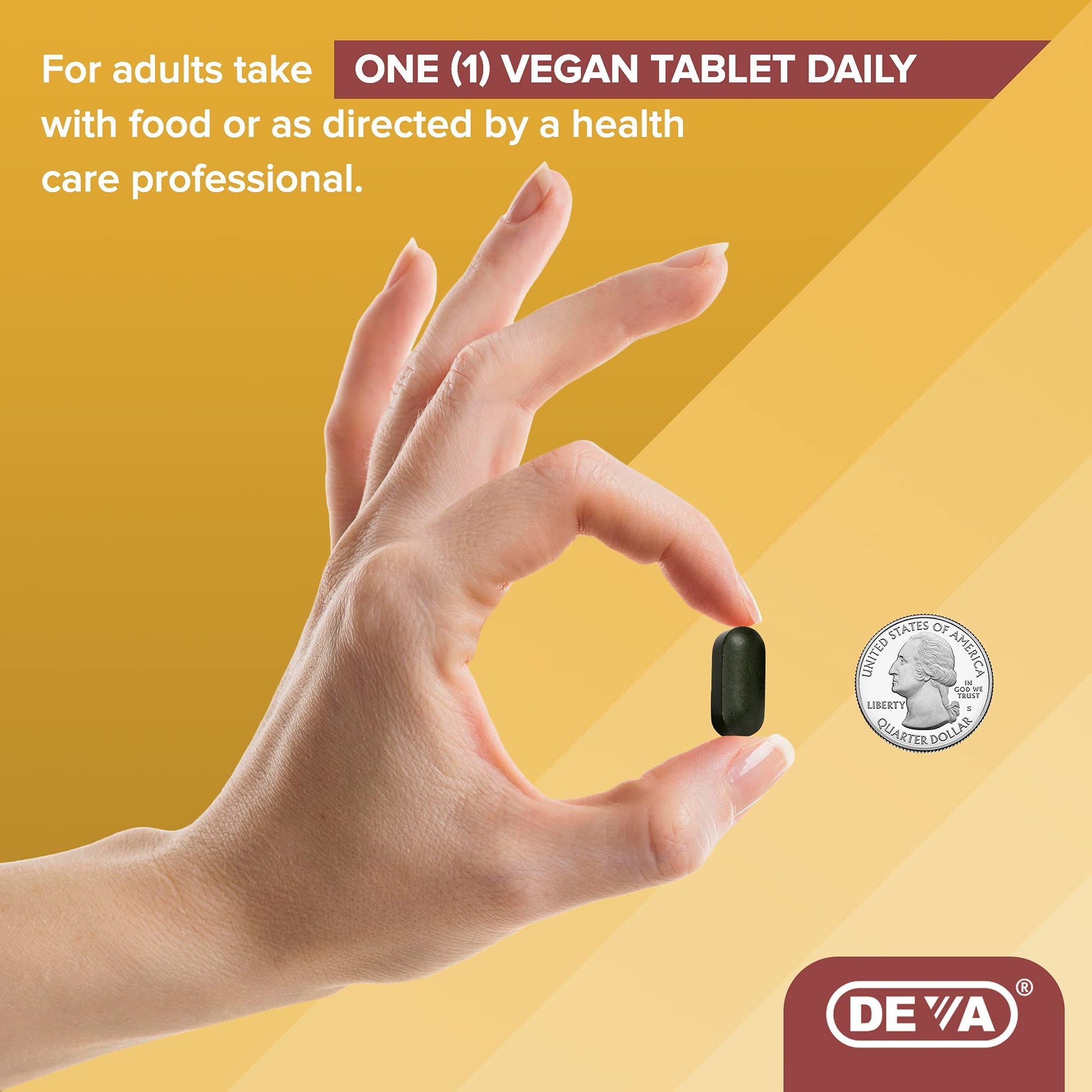 Ejemplo de tamaño de pastilla Deva multivitamínico