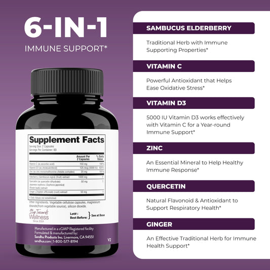 Elderberry vitamina c zinc quercetina suplemento herbario
