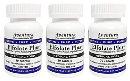 Caja de ELFOLATE Plus 3mg paquete de 3 tabletas activas