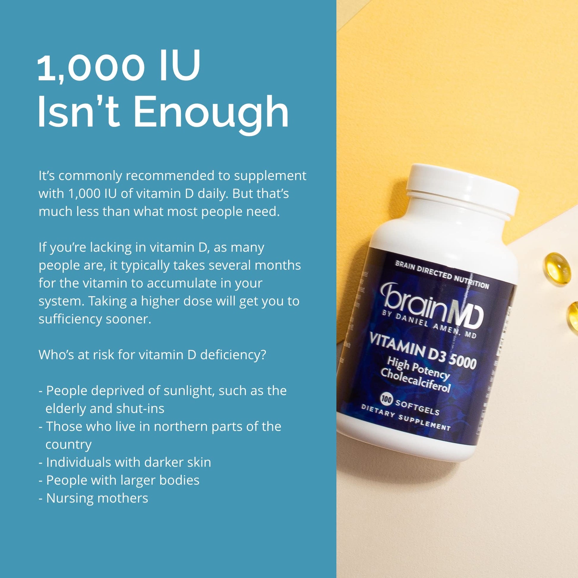 Embalaje BrainMD suplemento vitamina D3 y descripción