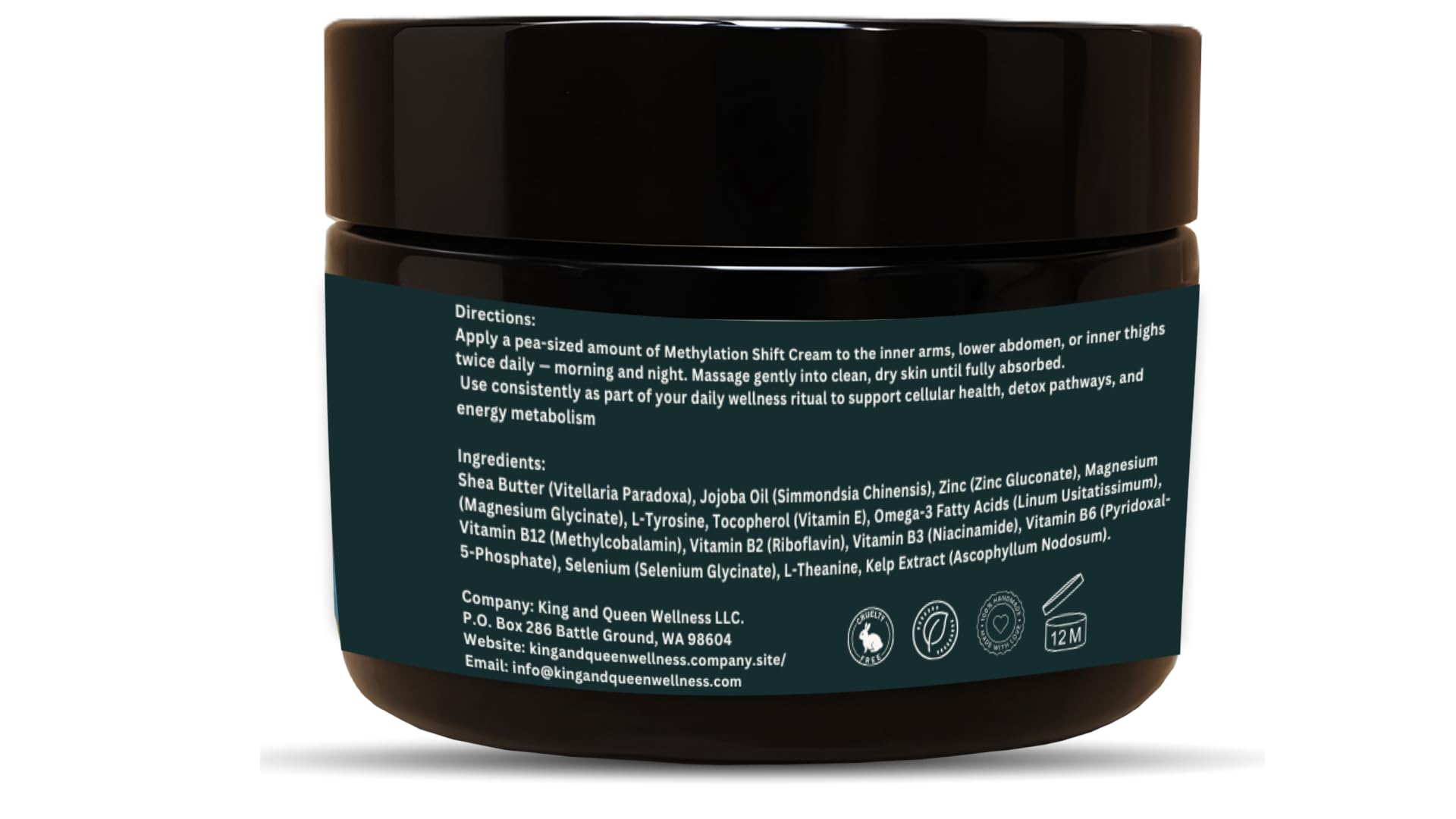 Embalaje de Crema Metilación King & Queen con logo.