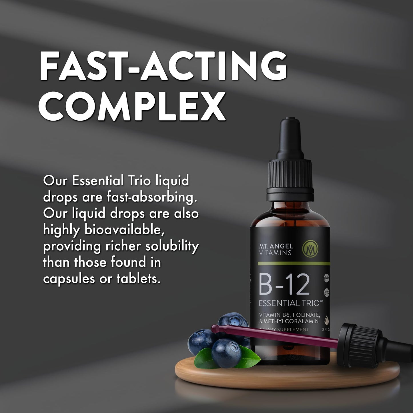 Embalaje Mt Angel vitaminas B12 folato y B6