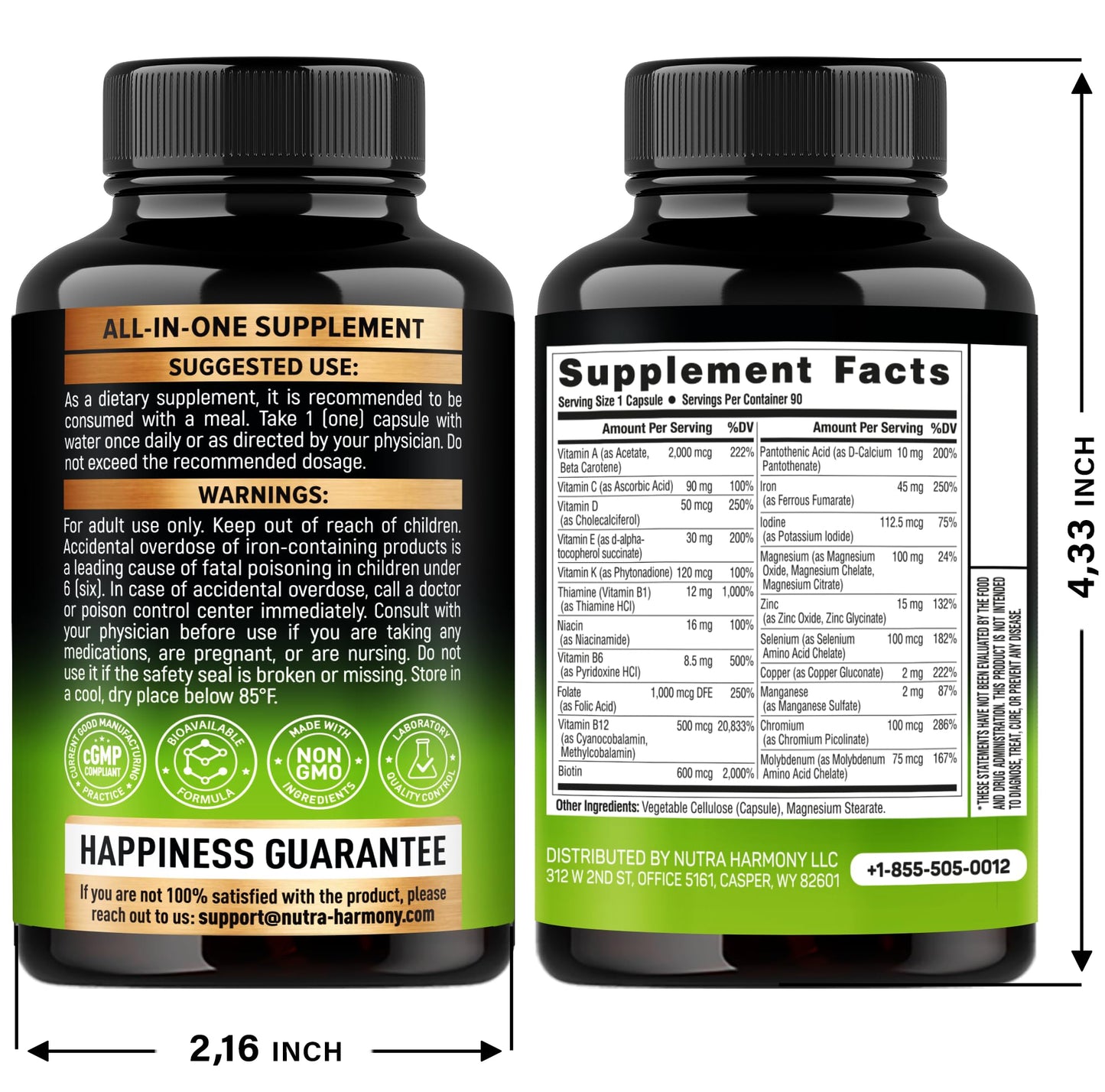 Embalaje Nutraharmony vitamina D3 K2 multivitamínico bariátrico