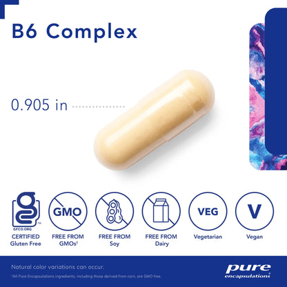 embalaje pure encapsulations complejo b6 vitaminas b cápsulas