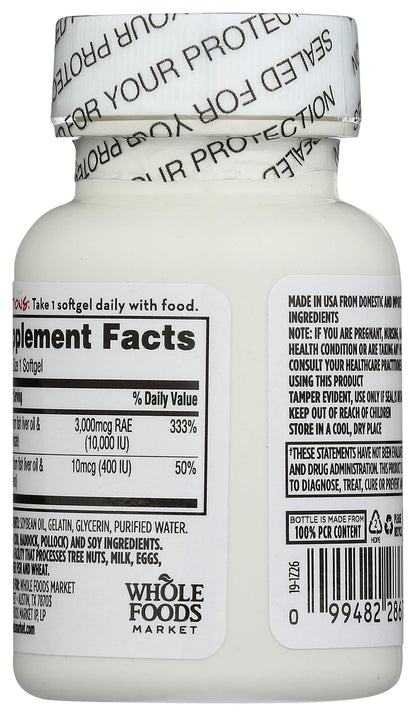 Embalaje trasero Vitamina A y D3 365 Everyday Value 100 ct