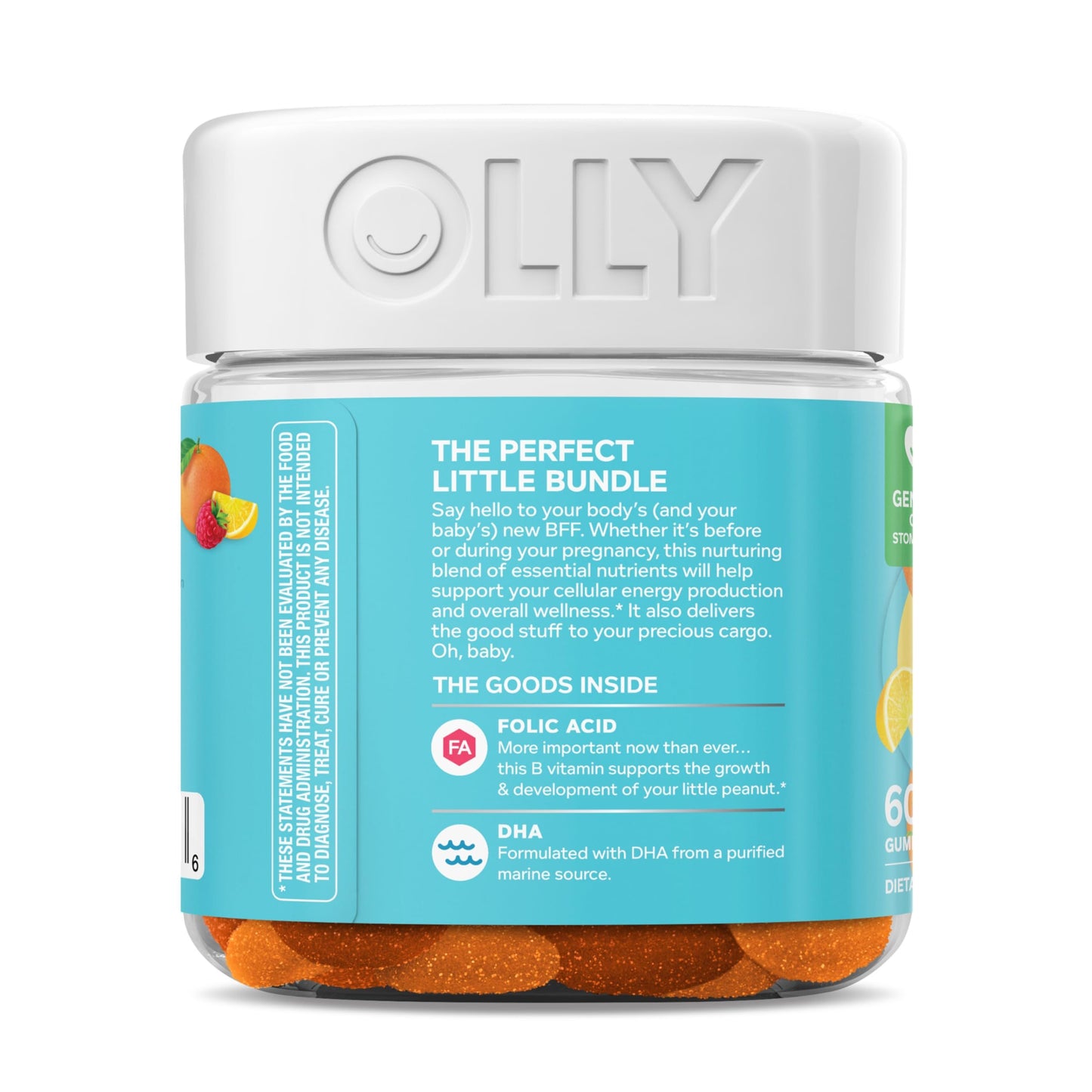 Embarazada consumiendo gomitas OLLY prenatal multivitamínico